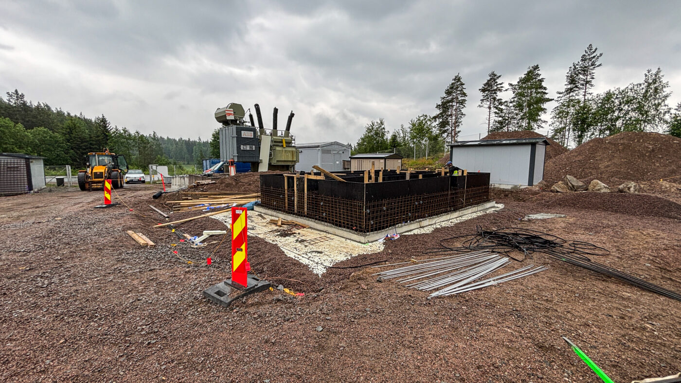An outdoor power station undergoing construction.