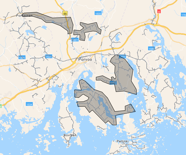 A map with grey areas marked.