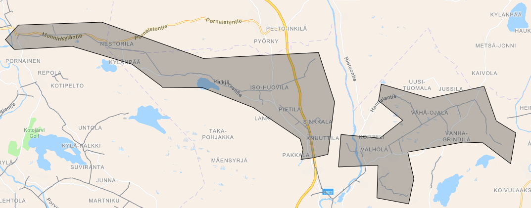 A map with grey areas marked.