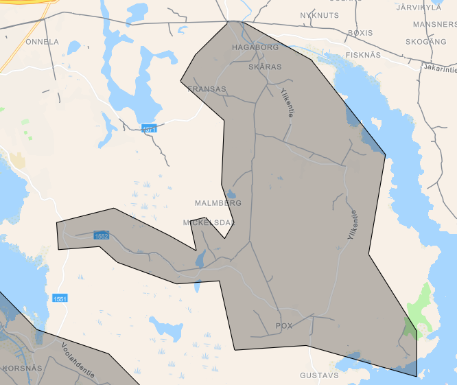 A map with grey areas marked.